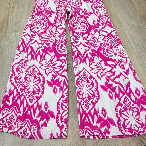 NWT Zara Pink and White Ikat Wide Leg Jumpsuit size S - Picture 8 of 9